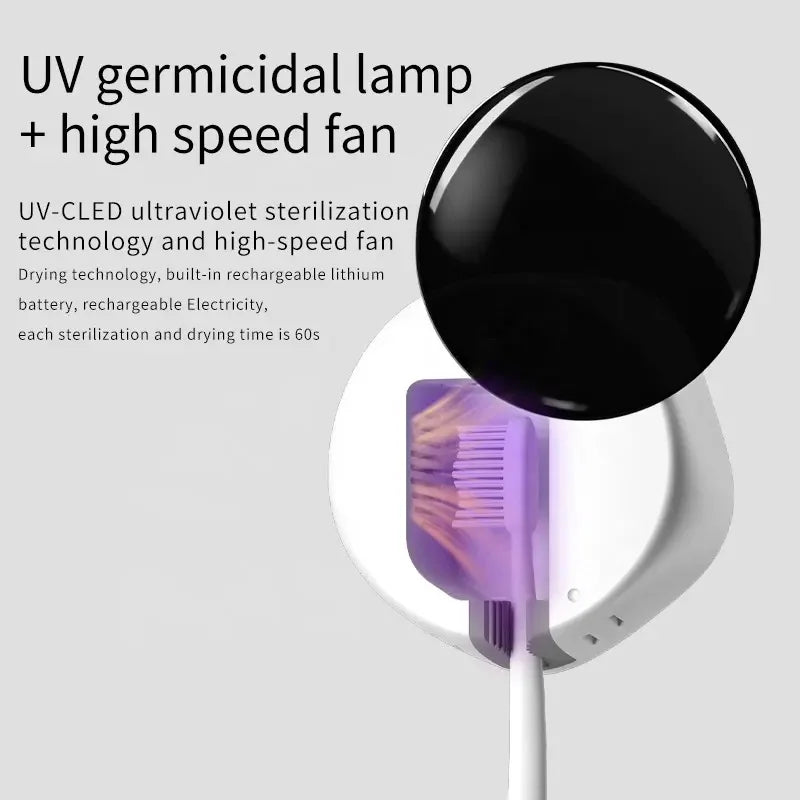 Toothbrush Sterilizer Mini Portable Rechargeable Travel UVC Toothbrush Sterilizer Box New Arrivals 2024 Usb Toothbrush Holder