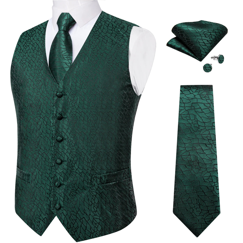 Fashion Light Blue Paisley Silk Vests for Men with Tie Handkerchief Cufflinks Business Wedding Party Waistcoat Tuxedo Vest