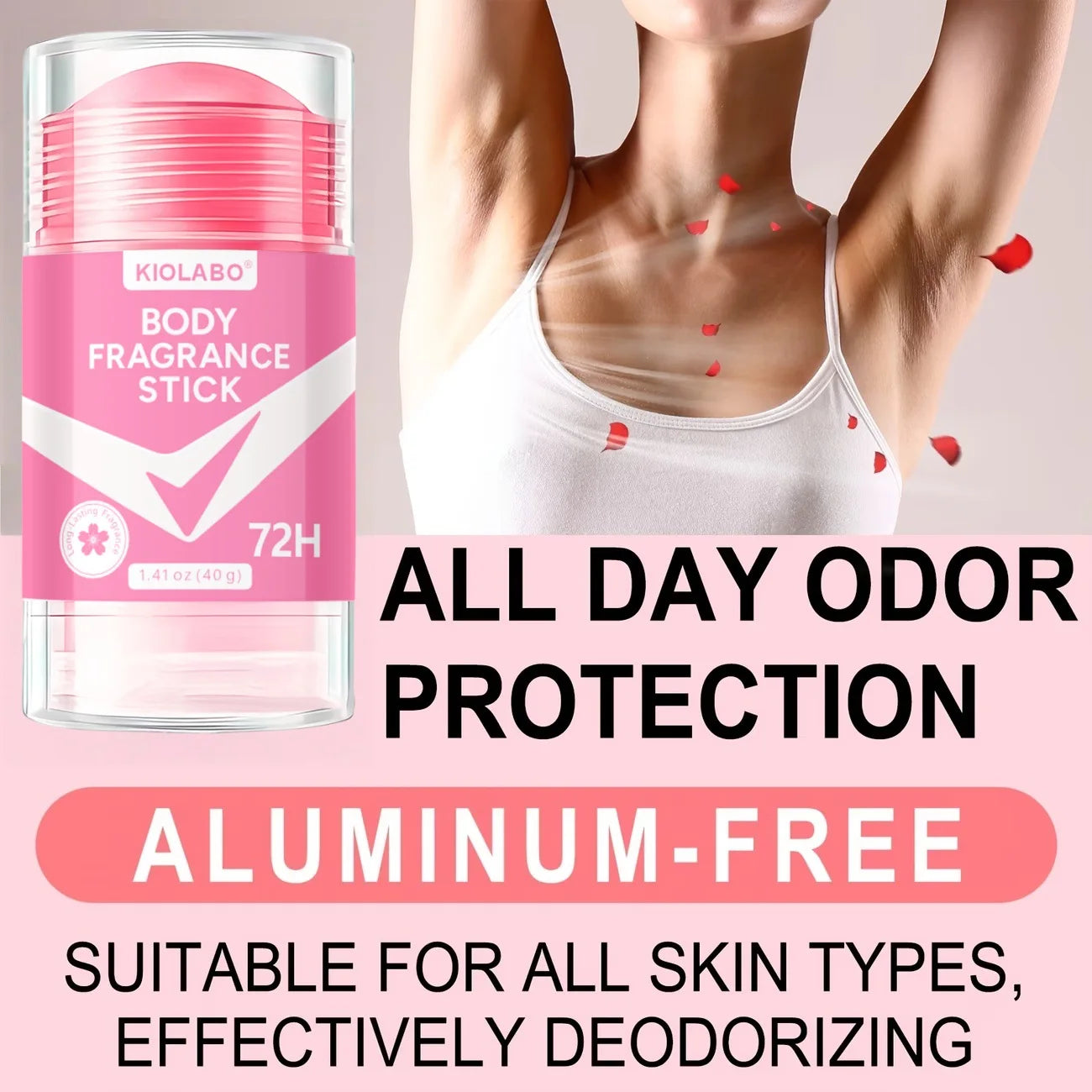 KIOLABO Rose Scent Deodorant Stick, Mild Hypoallergenic Formula, Refreshing Comfort, Hydrating Skin Care, Natural Long-Lasting F
