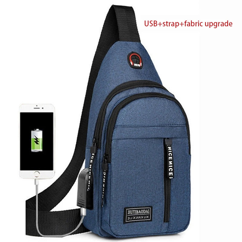 Travel Men's Handbags USB Chest Bag Designer Messenger Crossbody Bags Water-Proof Shoulder Bag Diagonal Package Sports Back Pack
