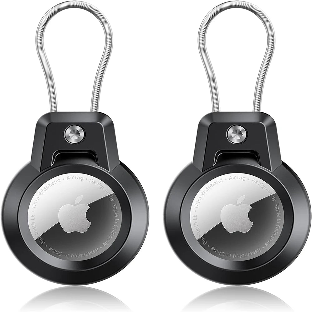 AirTag Holder For Apple Airtags Keychain Holder Case with Steel wire line and 360 Degrees Protective for Luggage Backpack Keys