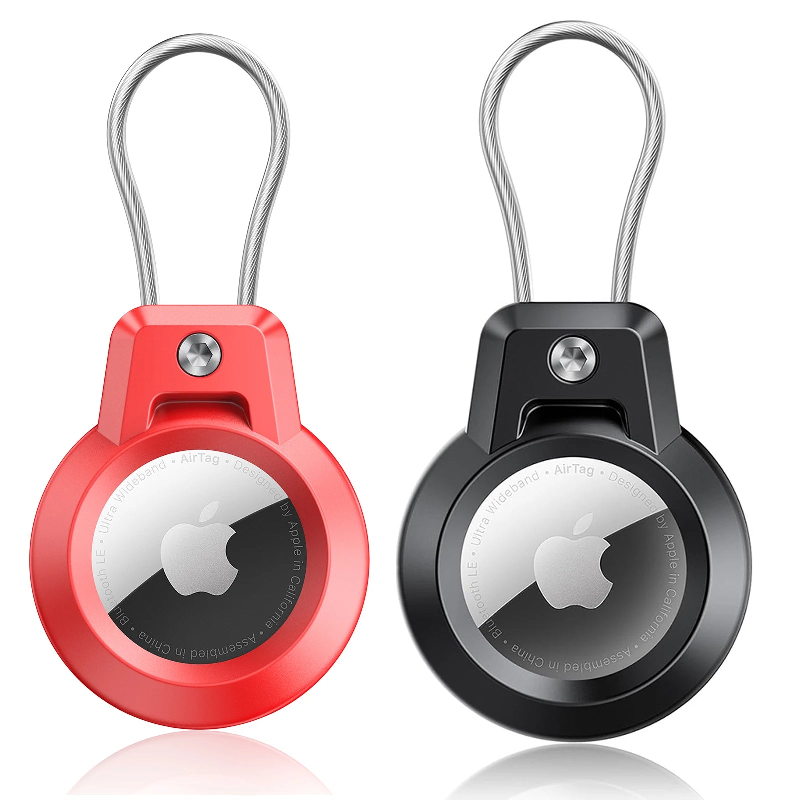 AirTag Holder For Apple Airtags Keychain Holder Case with Steel wire line and 360 Degrees Protective for Luggage Backpack Keys