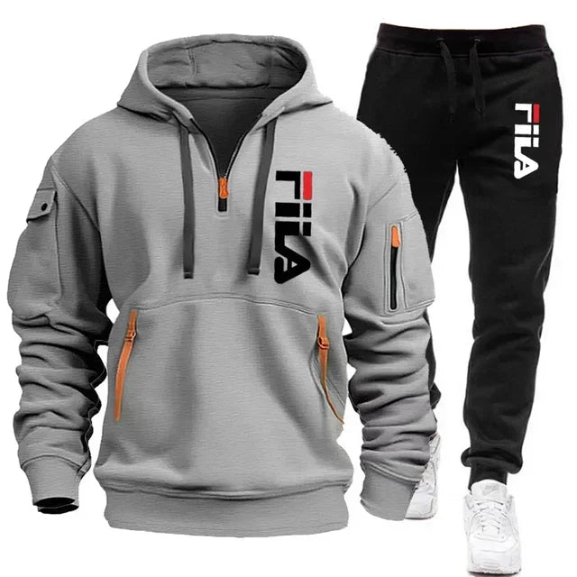 Autumn and winter hot selling men's hooded sweatshirt+casual pants two-piece outdoor multi pocket pullover and sports pants set
