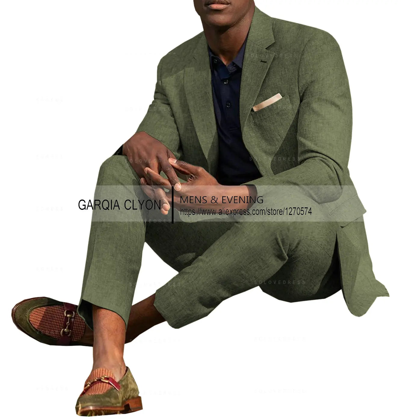 Linen Men's Suits 2 Pieces Summer Casual Notch Lapel Single Breasted Men's Wedding Suits（Blazer+Pants）