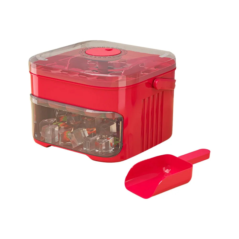 50-Cube Ice Maker with Easy Press Cap Large Capacity Double-layer Household Ice Storage Ice Box Reusable Ice Cube Maker