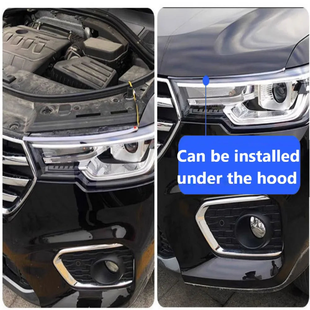 LED Light Strip APP Bluetooth Control RGB Multi-color Headlights 30/45/60CM LED Daytime Running Lights Flexible DRL Tube 12V 2X