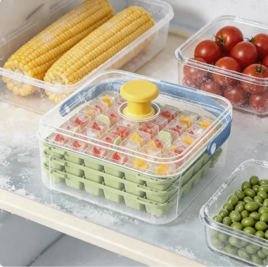 Ice tray set with lid and easy-remove lid - 36/72/108 compartments, food-grade PP material, suitable for chilling drinks