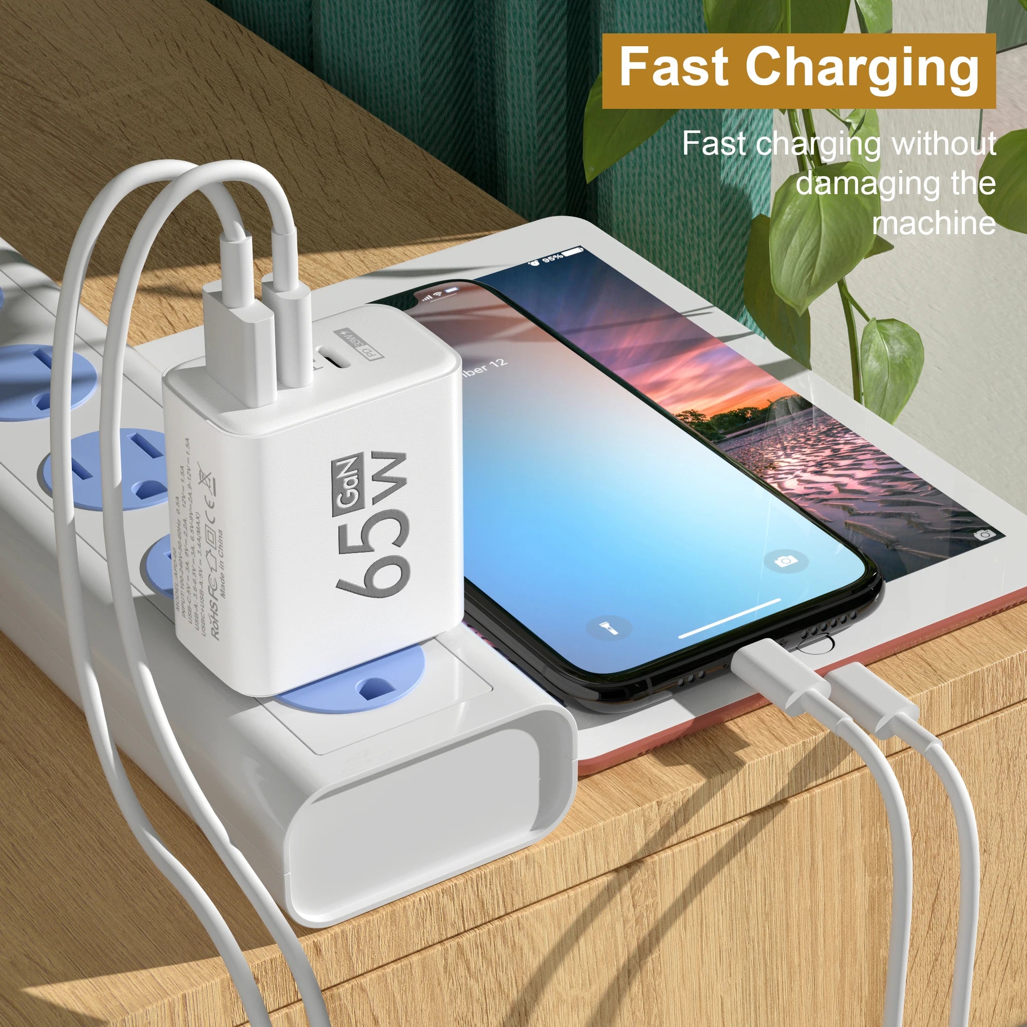 65W GaN 3-Port Fast Charger