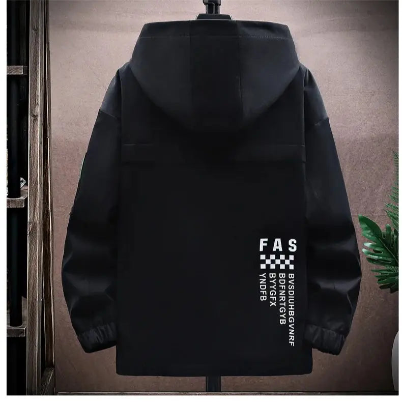 Zipper Jacket Men's Pilot Hooded Jacket Spring/Autumn Baseball Uniform Tide Card Loose Pullover Front Pocket Adding velvet Coat