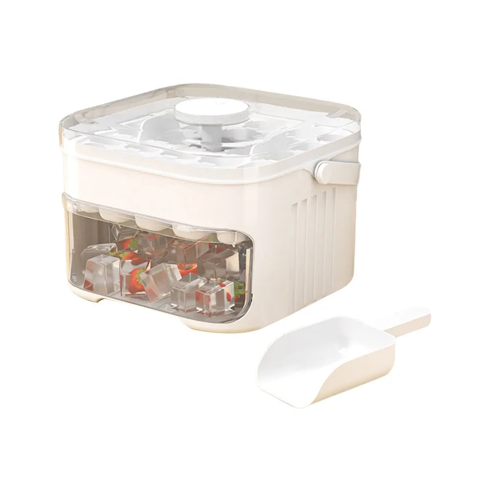 50-Cube Ice Maker with Easy Press Cap Large Capacity Double-layer Household Ice Storage Ice Box Reusable Ice Cube Maker