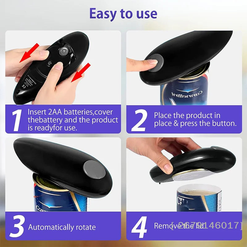 Hands-Free Electric Can Opener Automatic Bottle Opener, , Easy Kitchen Gadget for Cans, Jars, and Twist-Off Lids