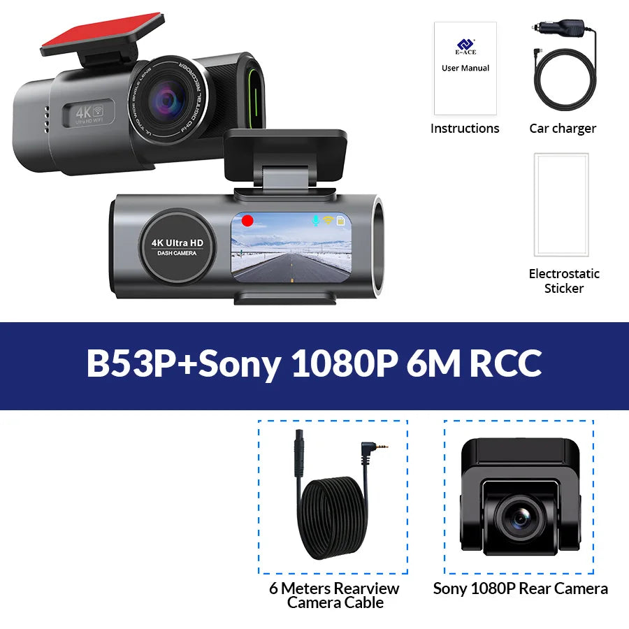 4K Dash Cam with Night Vision & Wi-Fi