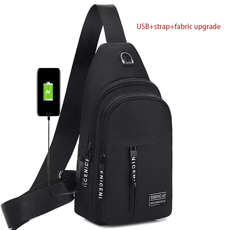 Travel Men's Handbags USB Chest Bag Designer Messenger Crossbody Bags Water-Proof Shoulder Bag Diagonal Package Sports Back Pack