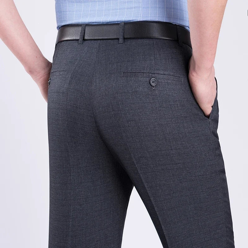 Big Size 29-56 Summer 2023 Wrinkle-Resistant Black Suit Pants Mens Clothing Baggy Double Pleated Classic Dress Pants Trousers