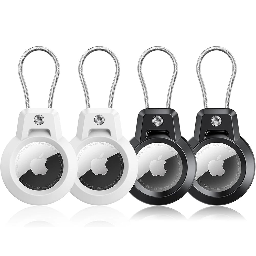 AirTag Holder For Apple Airtags Keychain Holder Case with Steel wire line and 360 Degrees Protective for Luggage Backpack Keys