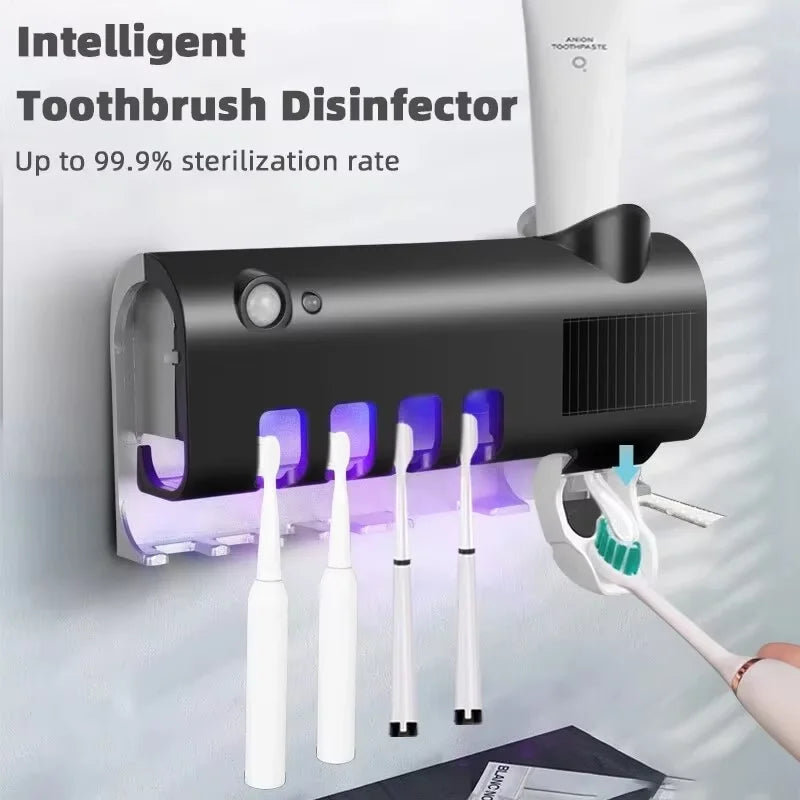 UV Toothbrush Sterilizer with Auto Toothpaste Dispenser