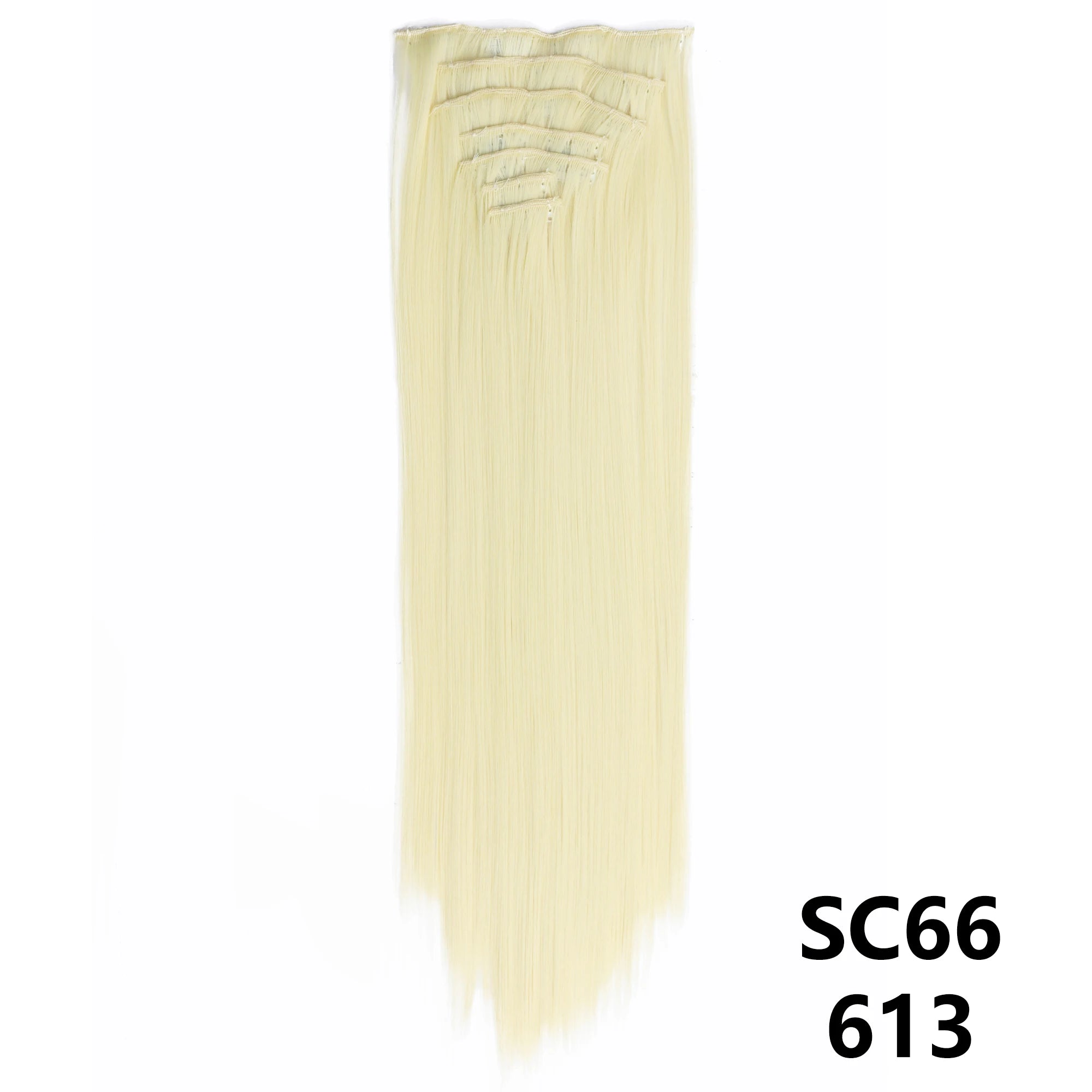 Long Straight Synthetic 16 Clips In Hair Extensions 7Pcs/Set High Temperature Fiber Black Brown Blonde Hairpiece For Women