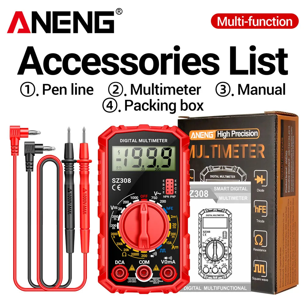 ANENG SZ308 Digital Multimeter – AC/DC Voltage & Current Tester