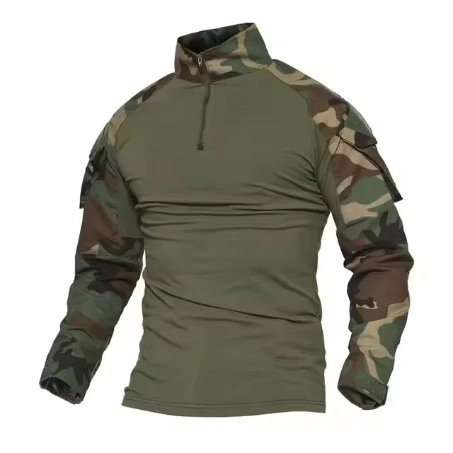 Men's Outdoor Tactical Hiking T-Shirts,Hunting Camouflage Long Sleeve Hunting Climbing Shirt,Male Breathable Sport Clothes