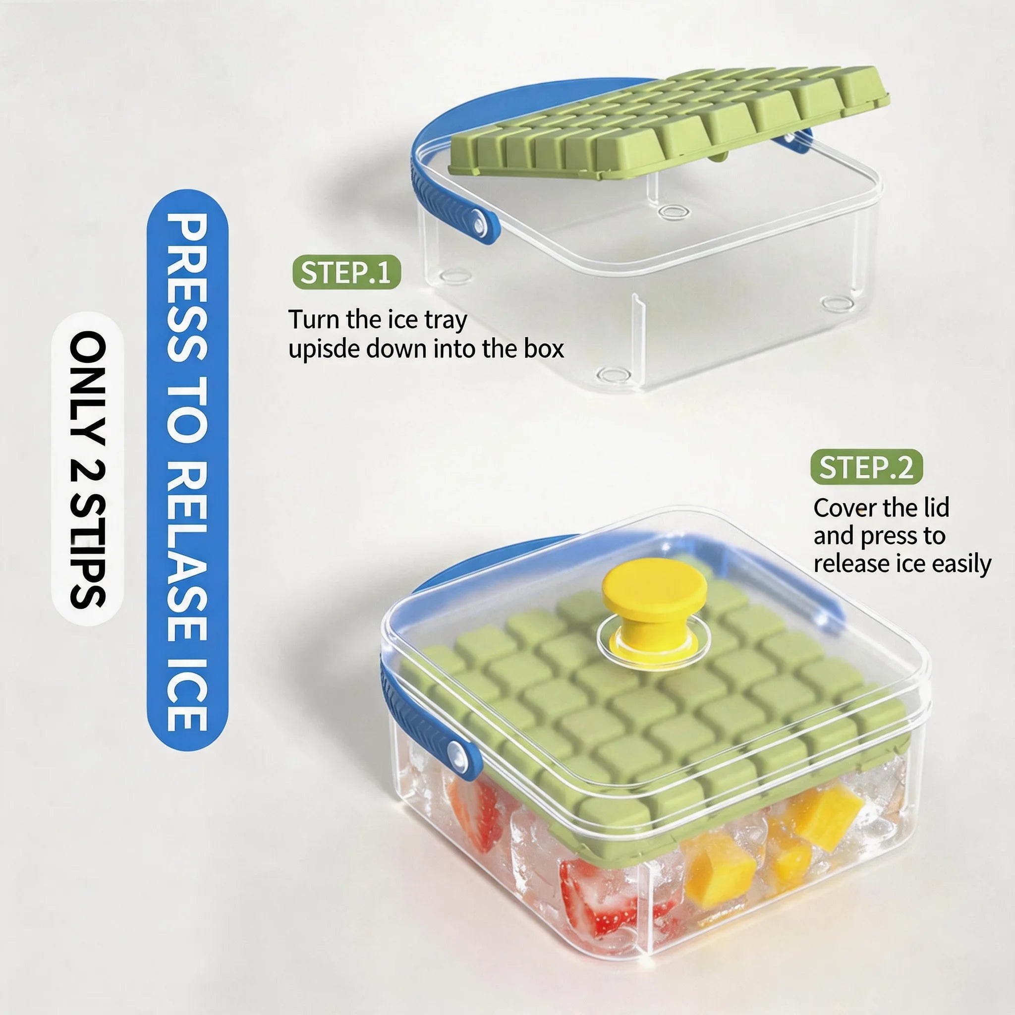 Ice tray set with lid and easy-remove lid - 36/72/108 compartments, food-grade PP material, suitable for chilling drinks