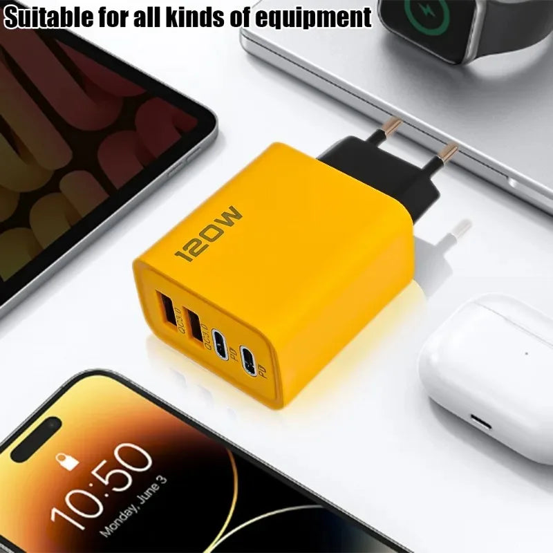 120W 4-Port Fast Wall Charger