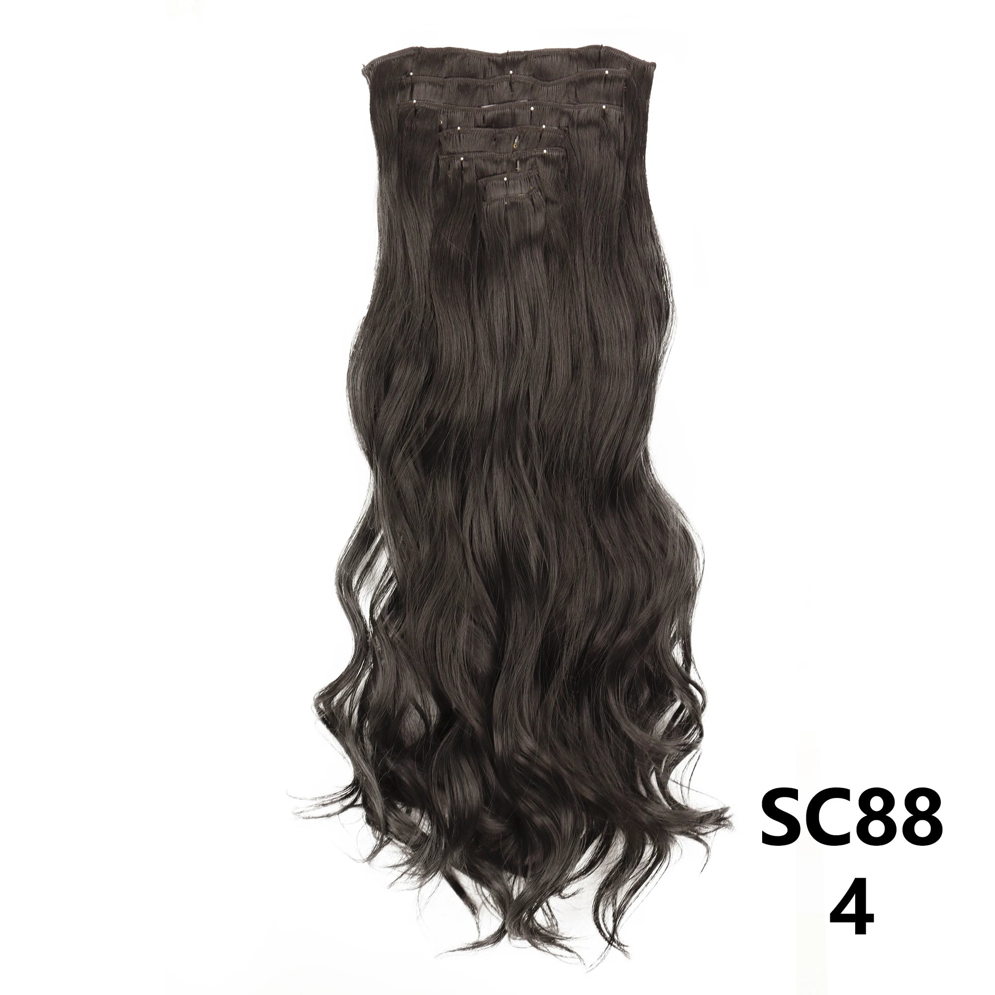Long Straight Synthetic 16 Clips In Hair Extensions 7Pcs/Set High Temperature Fiber Black Brown Blonde Hairpiece For Women