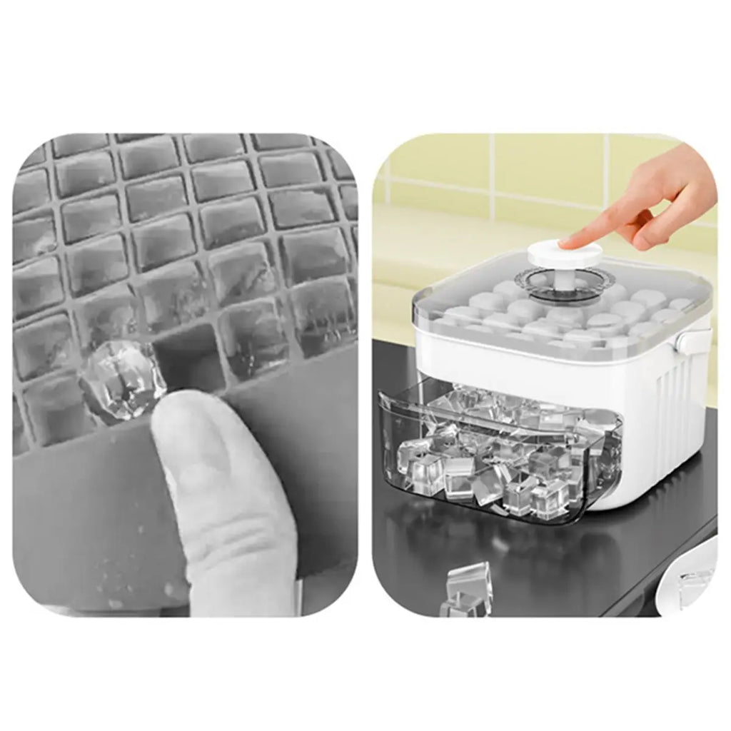 REST 50-Cube Ice Maker with Easy Press Cap, Double Layer Storage for Home Refrigeration