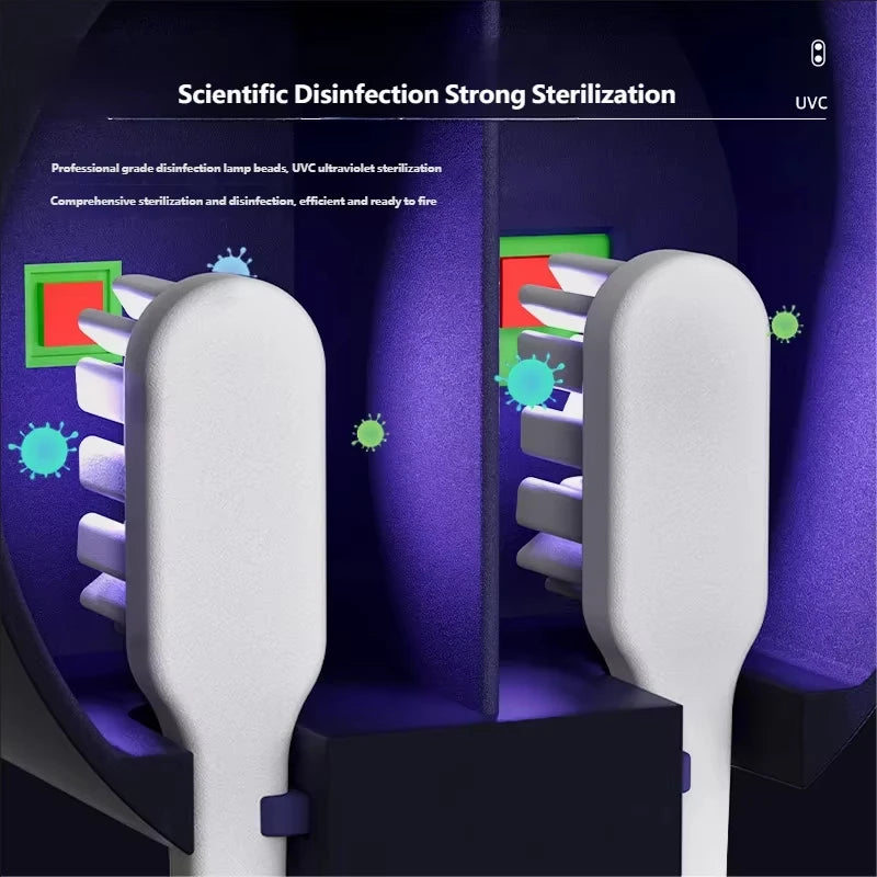 Wireless UV Electric Toothbrush Sterilizer Portable Rechargeable Wall Mounted Toothbrush Dryer for Oral Hygiene