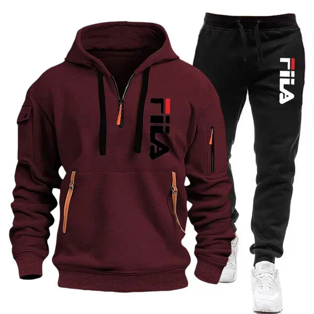 Autumn and winter hot selling men's hooded sweatshirt+casual pants two-piece outdoor multi pocket pullover and sports pants set