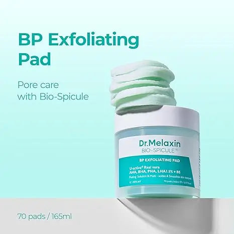 Dr.Melaxin BP Pore Exfoliating Pad for Dead Skin & Blackheads, Minimize Pores, Prevent Breakouts 165ml, 70pads.