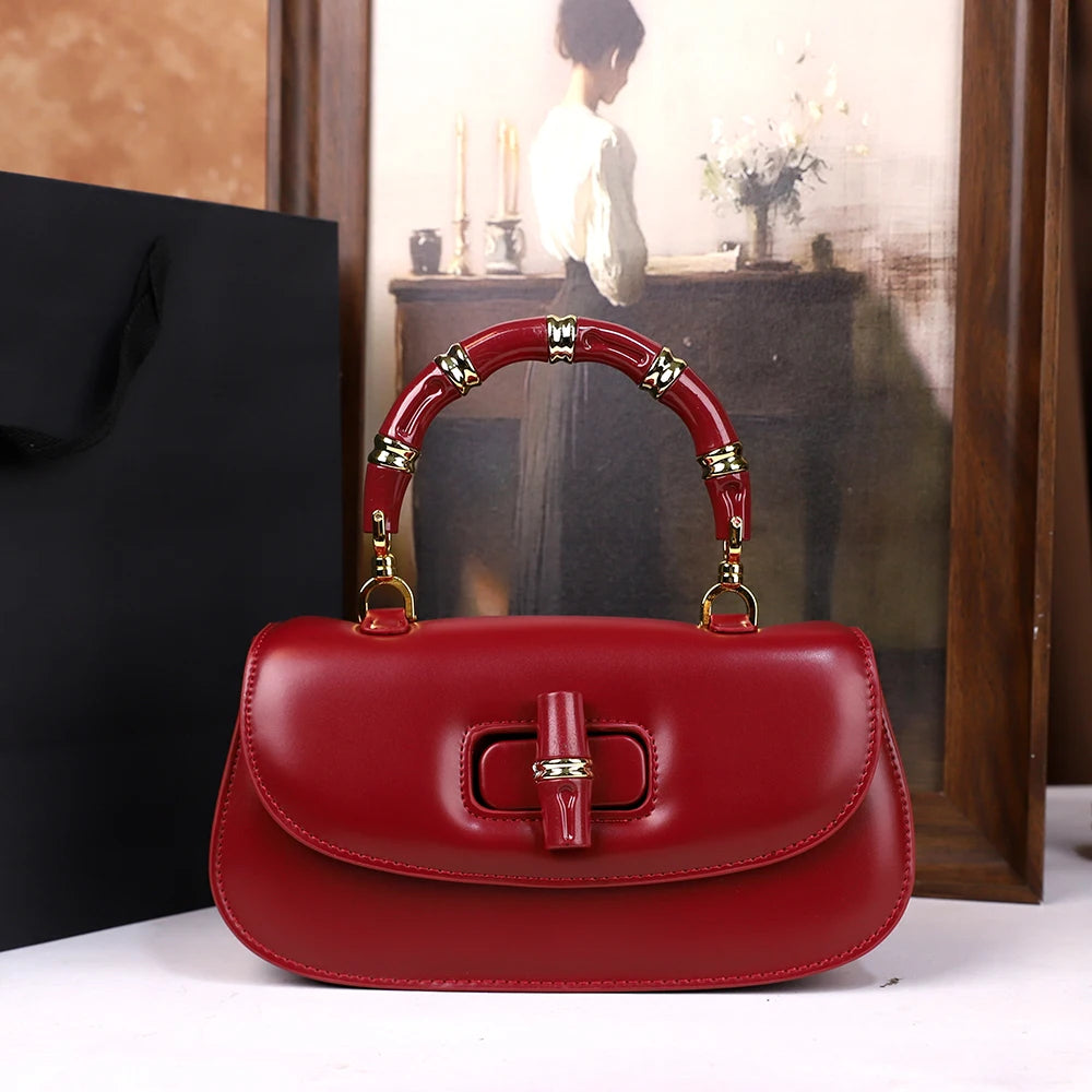 The 2025 new bamboo joint hand-held saddle bag is a versatile and high-end small single-shoulder crossbody bag for women