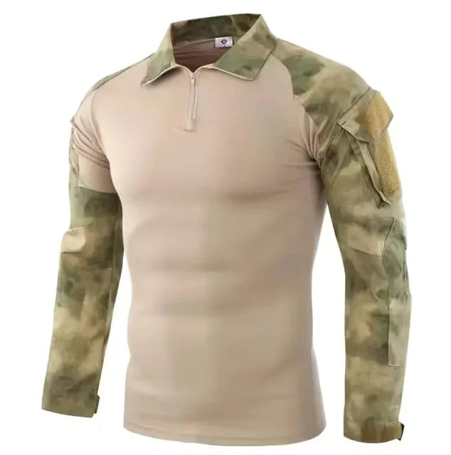Men's Outdoor Tactical Hiking T-Shirts,Hunting Camouflage Long Sleeve Hunting Climbing Shirt,Male Breathable Sport Clothes