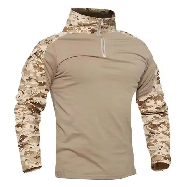 Men's Outdoor Tactical Hiking T-Shirts,Hunting Camouflage Long Sleeve Hunting Climbing Shirt,Male Breathable Sport Clothes