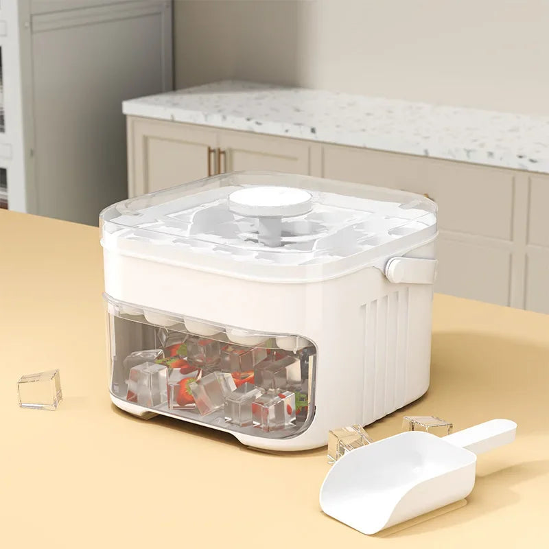 50 Grids Press Type Double Layer Ice Cube Tray With Lid Reusable Ice Mold Storage Box Ice Making Tool For Household
