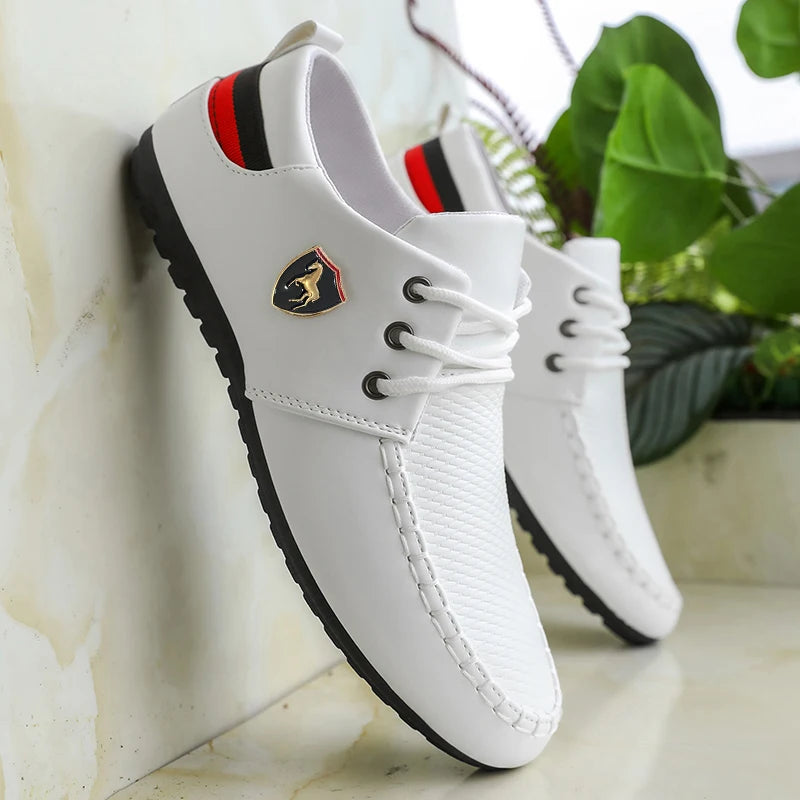 Men's Fashionable and Versatile Loafers, Solid Color Low-Top Lace-Up Comfortable Business Casual Shoes