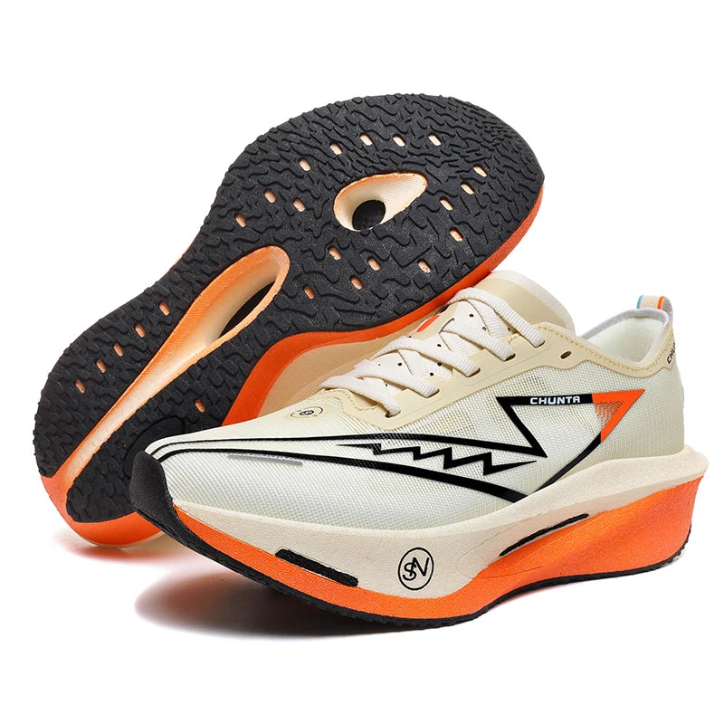 Men's and Women's Breathable Mesh Carbon Plate Chunta Running Shoes, Marathon Shock-Absorbing and Anti Slip Sports Shoes