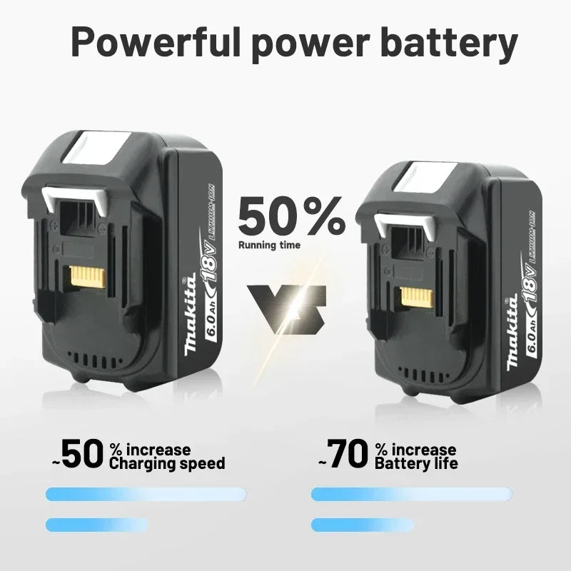 Makita 18V 6.0Ah rechargeable battery, suitable for Makita BL1840 BL1830 BL1830B BL1850 BL1850B original power tool battery