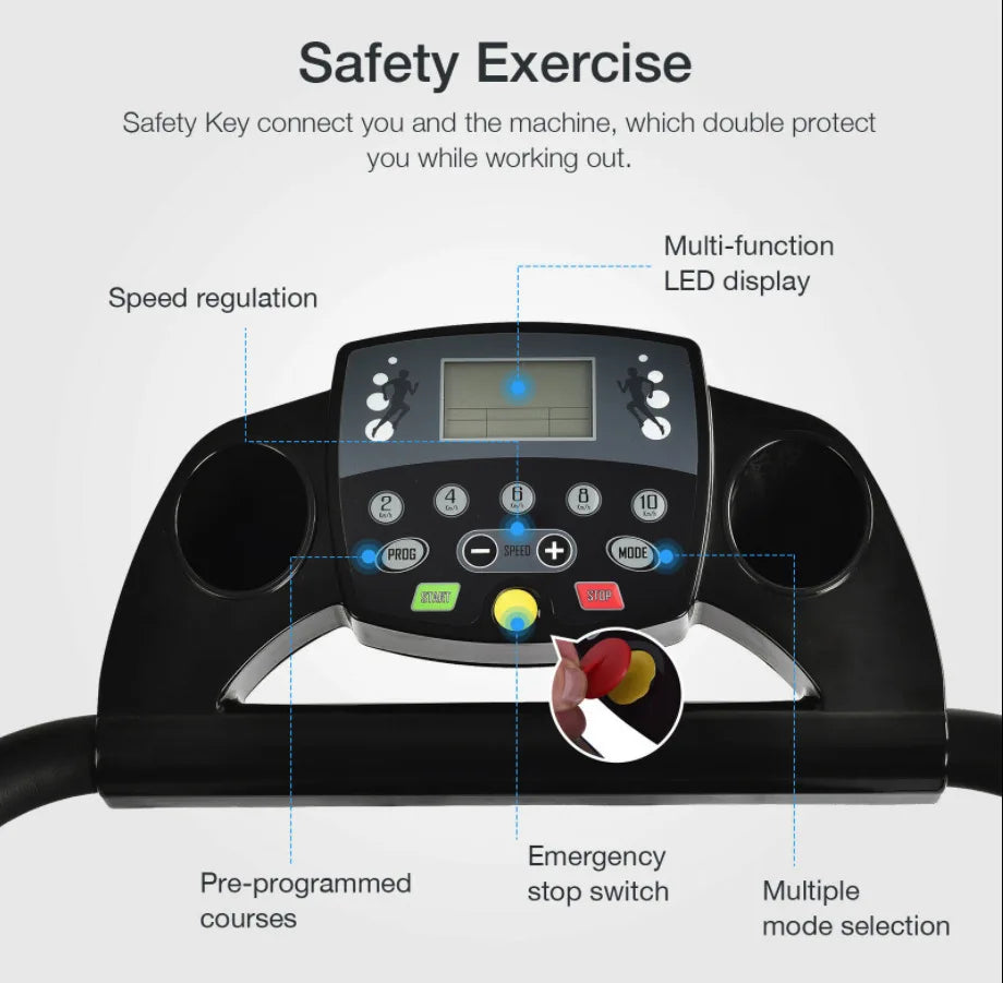 Electric Treadmill, Foldable Mini Home Use, Quiet Motorized Walking Machine, Indoor Fitness Equipment for Weight Loss
