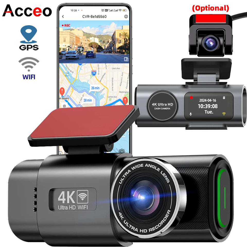 4K Dash Cam with Night Vision & Wi-Fi