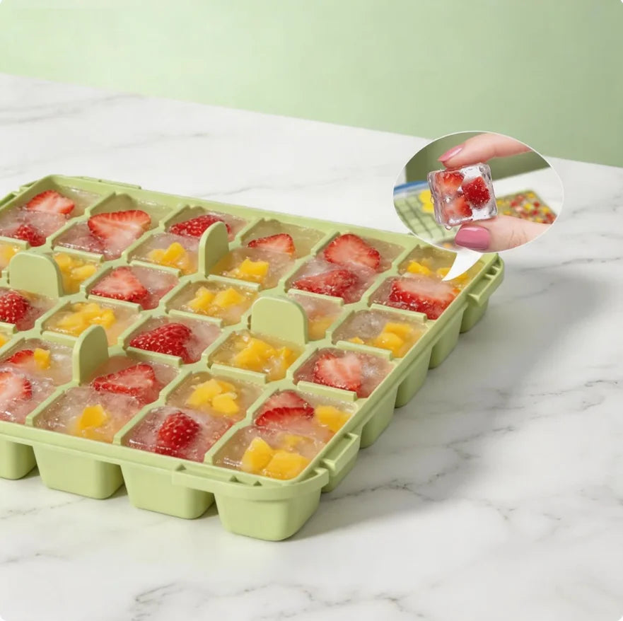 Ice tray set with lid and easy-remove lid - 36/72/108 compartments, food-grade PP material, suitable for chilling drinks