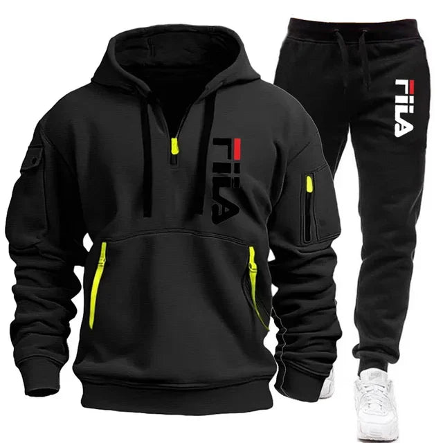 Autumn and winter hot selling men's hooded sweatshirt+casual pants two-piece outdoor multi pocket pullover and sports pants set