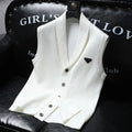 2025 Spring Summer Knitted Cardigan Vest Men's American Trendy Solid Color Slim Business Versatile Fashion Tops Men Aesthetic
