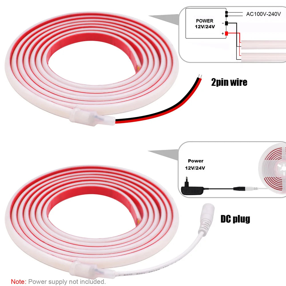 IP68 Waterproof Led Neon Strip Light Tape 12V 24V 320 LEDs Flexible Milky Tube Lamp Liner Lighting 10 Colors 0.5m 1m 2m 3m 4m 5m