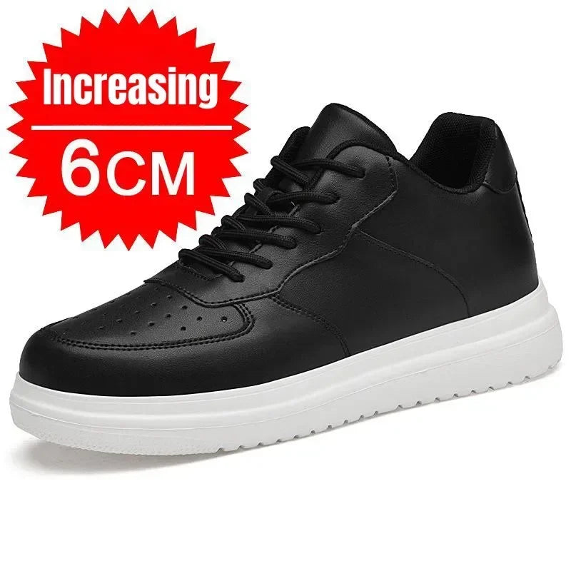 New Height Increasing Shoes for Men 10cm Invisible Elevator Sneakers White Leathe Sport Zapatillas De Hombre Big Size 46
