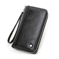 Contact'S Genuine Leather Men's Wallet Clutch Bag Card Holder Long Wallets Double Zipper Large Capacity Vintage Male Purses