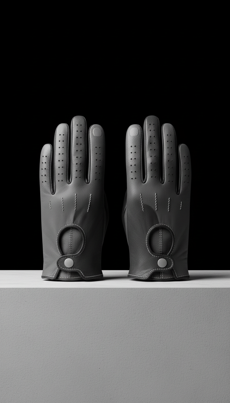 Monochrome Italian Leather Driving Gloves